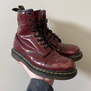 Dr Martens 1460 Cherry Red Lace up combat boots 
- USED SHAPE -